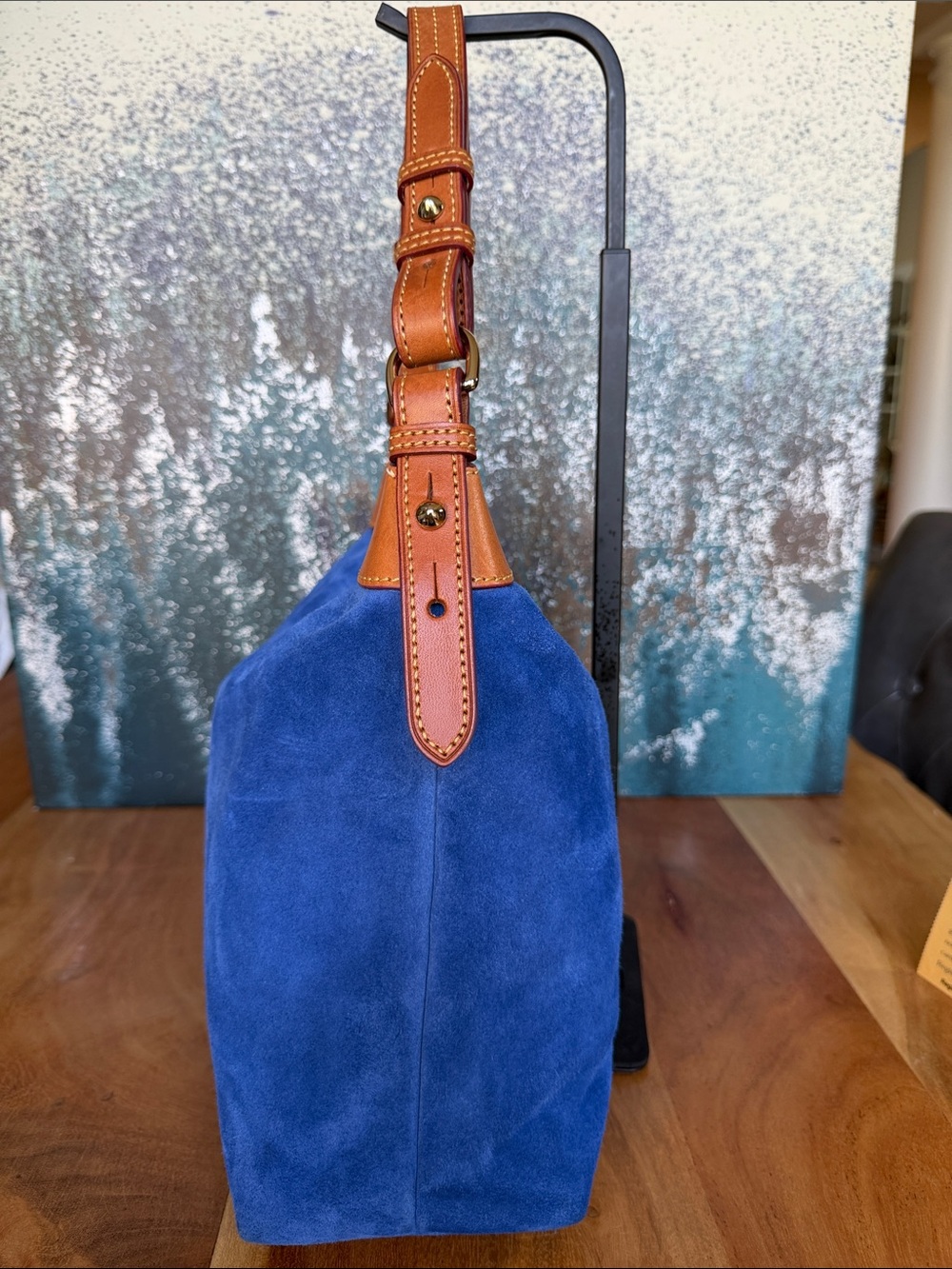 Dooney & Bourke Quiet Luxury 2020’s Italian Suede Hobo Bag Royal Blue EUC - Picture 16 of 16